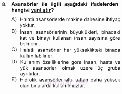 Bina ve Yapım Bilgisi 2014 - 2015 Dönem Sonu Sınavı 8.Soru