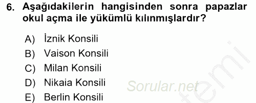 Eğitim Tarihi 2016 - 2017 Ara Sınavı 6.Soru