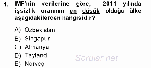 Dış Ticarete Giriş 2014 - 2015 Ara Sınavı 1.Soru