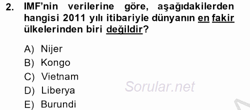 Dış Ticarete Giriş 2014 - 2015 Ara Sınavı 2.Soru