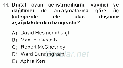 Medya Ekonomisi ve İşletmeciliği 2014 - 2015 Dönem Sonu Sınavı 11.Soru