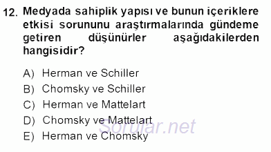Medya Ekonomisi ve İşletmeciliği 2014 - 2015 Dönem Sonu Sınavı 12.Soru