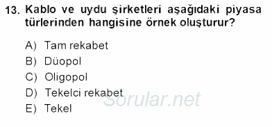 Medya Ekonomisi ve İşletmeciliği 2014 - 2015 Dönem Sonu Sınavı 13.Soru