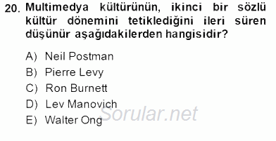 Medya Ekonomisi ve İşletmeciliği 2014 - 2015 Dönem Sonu Sınavı 20.Soru