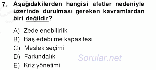 Toplumsal Cinsiyet Çalışmaları 2013 - 2014 Dönem Sonu Sınavı 7.Soru