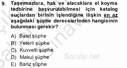Ceza Muhakemesi Hukuku 2013 - 2014 Dönem Sonu Sınavı 9.Soru