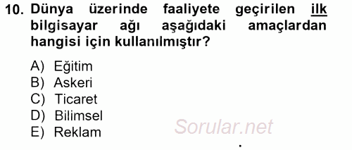 Dış Ticarette Bilgisayar Uygulamaları 2012 - 2013 Ara Sınavı 10.Soru