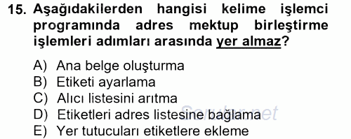 Dış Ticarette Bilgisayar Uygulamaları 2012 - 2013 Ara Sınavı 15.Soru
