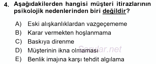 Satış Teknikleri 2015 - 2016 Dönem Sonu Sınavı 4.Soru