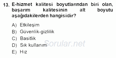 E-Perakendecilik 2014 - 2015 Dönem Sonu Sınavı 13.Soru