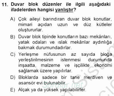 Bina ve Yapım Bilgisi 2012 - 2013 Ara Sınavı 11.Soru