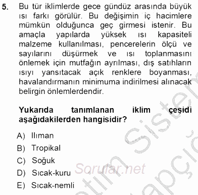 Bina ve Yapım Bilgisi 2012 - 2013 Ara Sınavı 5.Soru