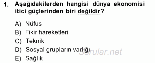 Ekonominin Güncel Sorunları 2013 - 2014 Ara Sınavı 1.Soru