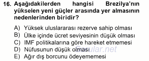 Ekonominin Güncel Sorunları 2013 - 2014 Ara Sınavı 16.Soru