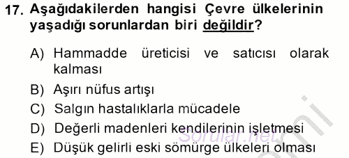 Ekonominin Güncel Sorunları 2013 - 2014 Ara Sınavı 17.Soru