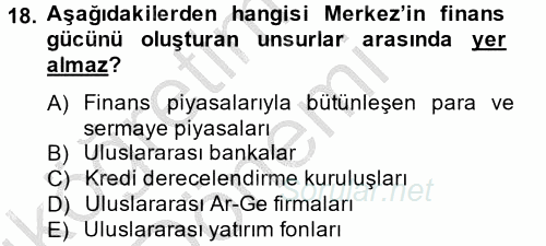 Ekonominin Güncel Sorunları 2013 - 2014 Ara Sınavı 18.Soru