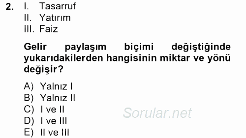 Ekonominin Güncel Sorunları 2013 - 2014 Ara Sınavı 2.Soru