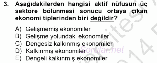 Ekonominin Güncel Sorunları 2013 - 2014 Ara Sınavı 3.Soru