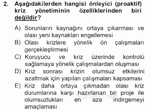 Halkla İlişkiler Uygulamaları ve Örnek Olaylar 2013 - 2014 Tek Ders Sınavı 2.Soru