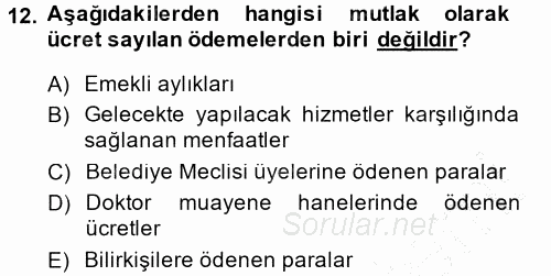 Özel Vergi Hukuku 1 2014 - 2015 Ara Sınavı 12.Soru