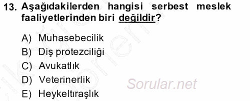 Özel Vergi Hukuku 1 2014 - 2015 Ara Sınavı 13.Soru