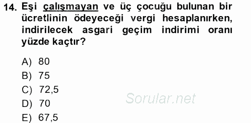 Özel Vergi Hukuku 1 2014 - 2015 Ara Sınavı 14.Soru