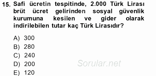 Özel Vergi Hukuku 1 2014 - 2015 Ara Sınavı 15.Soru