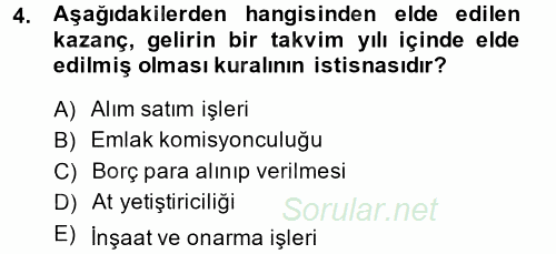 Özel Vergi Hukuku 1 2014 - 2015 Ara Sınavı 4.Soru