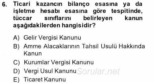 Özel Vergi Hukuku 1 2014 - 2015 Ara Sınavı 6.Soru