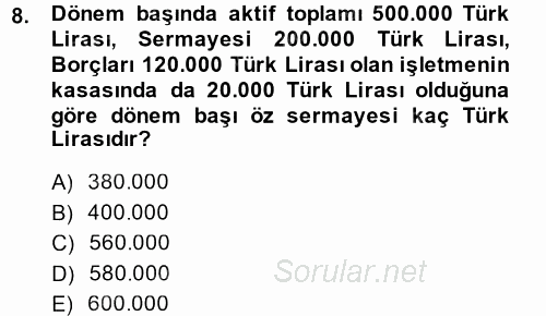 Özel Vergi Hukuku 1 2014 - 2015 Ara Sınavı 8.Soru