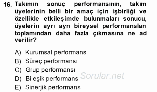 Kamu Yönetiminde Çağdaş Yaklaşımlar 2014 - 2015 Ara Sınavı 16.Soru