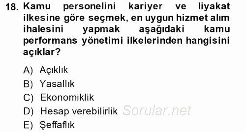 Kamu Yönetiminde Çağdaş Yaklaşımlar 2014 - 2015 Ara Sınavı 18.Soru