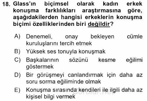 Etkili İletişim Teknikleri 2016 - 2017 Ara Sınavı 18.Soru