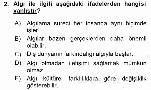 Etkili İletişim Teknikleri 2016 - 2017 Ara Sınavı 2.Soru