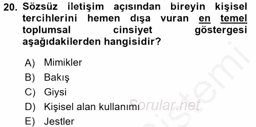 Etkili İletişim Teknikleri 2016 - 2017 Ara Sınavı 20.Soru