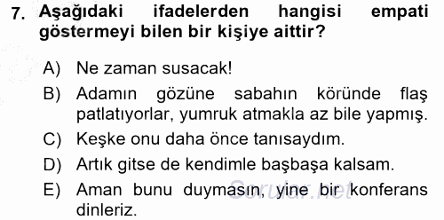 Etkili İletişim Teknikleri 2016 - 2017 Ara Sınavı 7.Soru