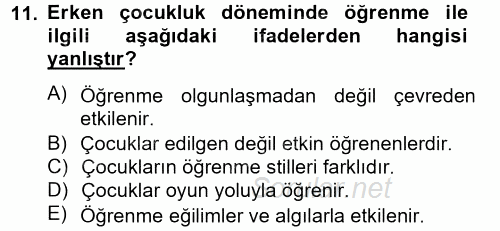 Özel Öğretim Yöntemleri 2 2012 - 2013 Ara Sınavı 11.Soru
