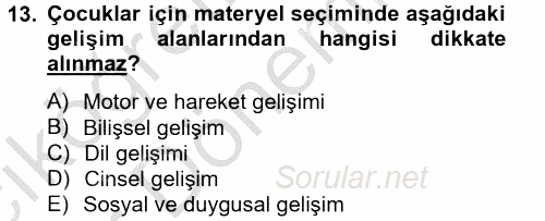 Özel Öğretim Yöntemleri 2 2012 - 2013 Ara Sınavı 13.Soru
