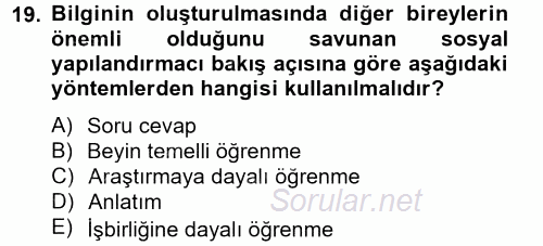 Özel Öğretim Yöntemleri 2 2012 - 2013 Ara Sınavı 19.Soru