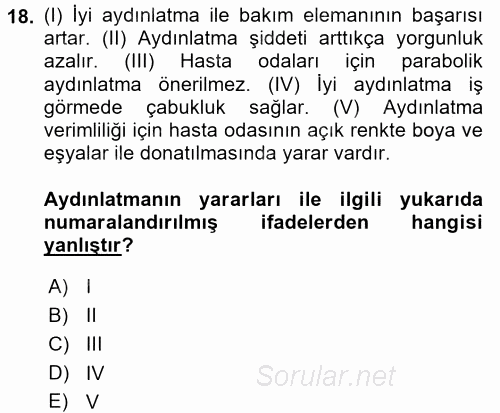 Temel Bakım Hizmetleri 2015 - 2016 Dönem Sonu Sınavı 18.Soru