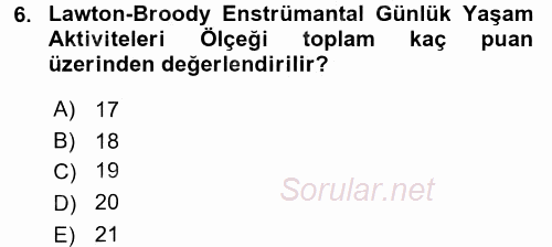 Temel Bakım Hizmetleri 2015 - 2016 Dönem Sonu Sınavı 6.Soru