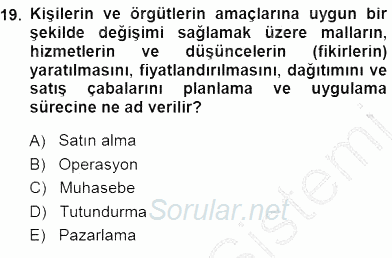 Tur Planlaması ve Yönetimi 2014 - 2015 Dönem Sonu Sınavı 19.Soru