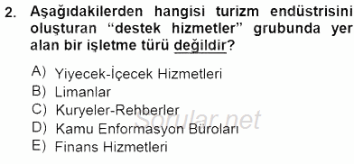Tur Planlaması ve Yönetimi 2014 - 2015 Dönem Sonu Sınavı 2.Soru