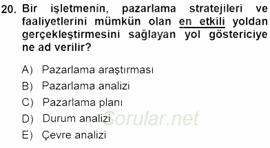 Tur Planlaması ve Yönetimi 2014 - 2015 Dönem Sonu Sınavı 20.Soru