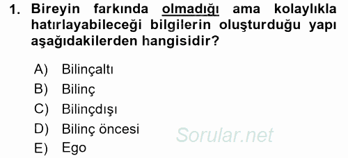 Birey ve Davranış 2017 - 2018 3 Ders Sınavı 1.Soru