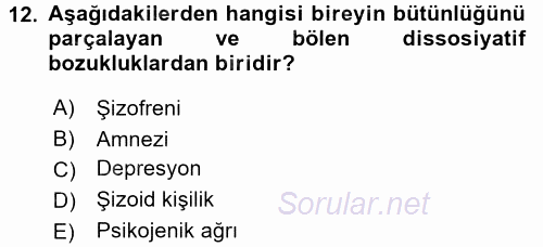 Birey ve Davranış 2017 - 2018 3 Ders Sınavı 12.Soru