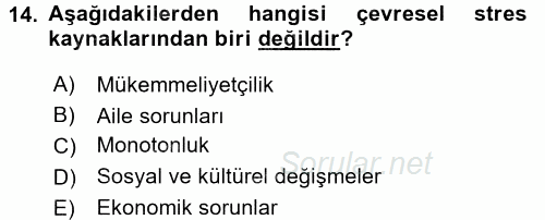 Birey ve Davranış 2017 - 2018 3 Ders Sınavı 14.Soru