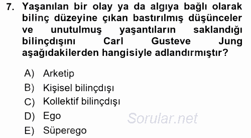 Birey ve Davranış 2017 - 2018 3 Ders Sınavı 7.Soru