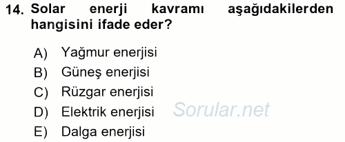 Peyzaj Çevre ve Tarım 2015 - 2016 Tek Ders Sınavı 14.Soru