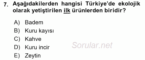 Peyzaj Çevre ve Tarım 2015 - 2016 Tek Ders Sınavı 7.Soru